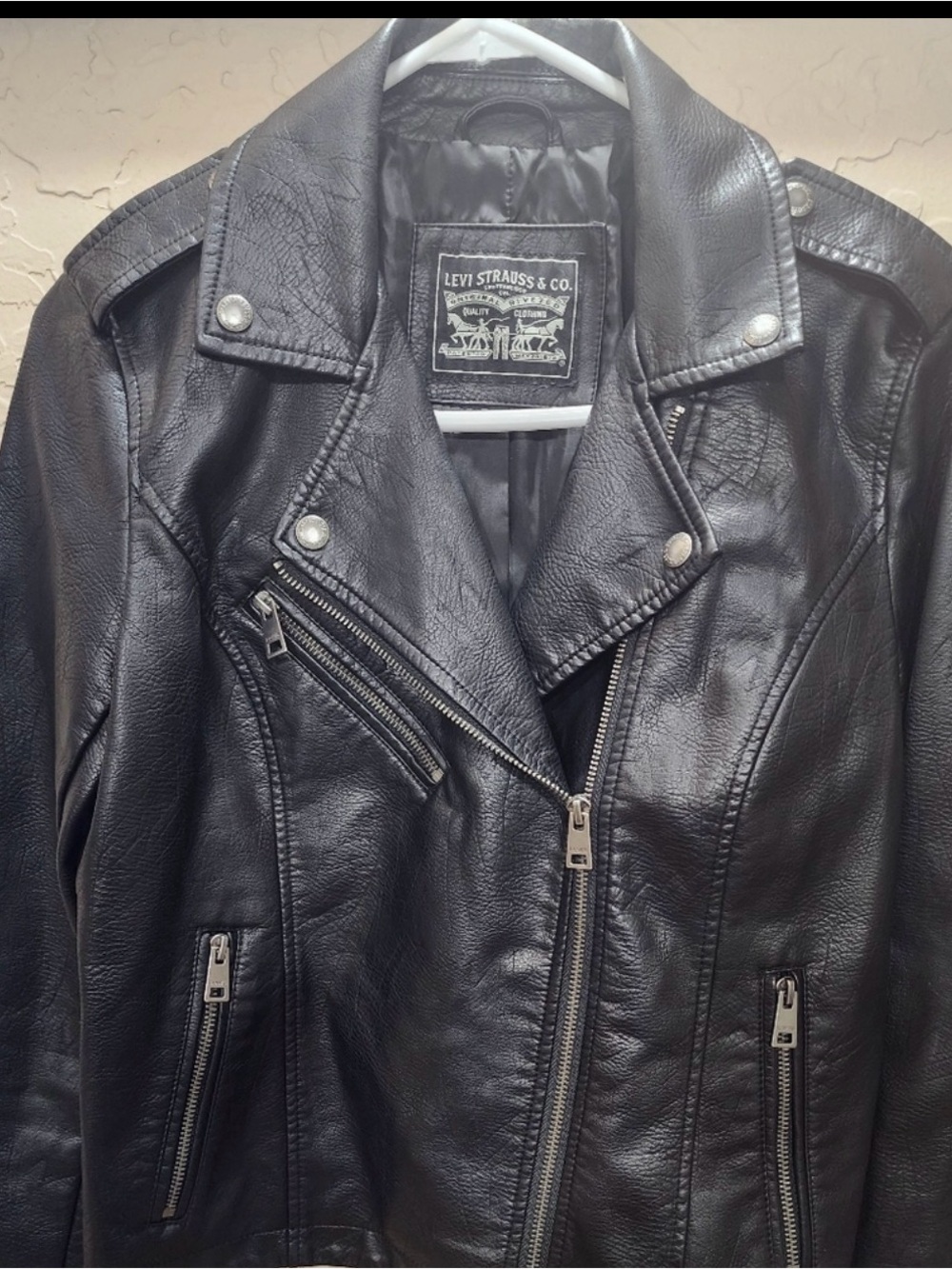 Levi's Women's Black Leather Moto Jacket Sz S